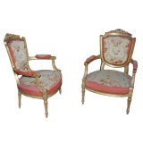 Pair of French gilt Fauteuils