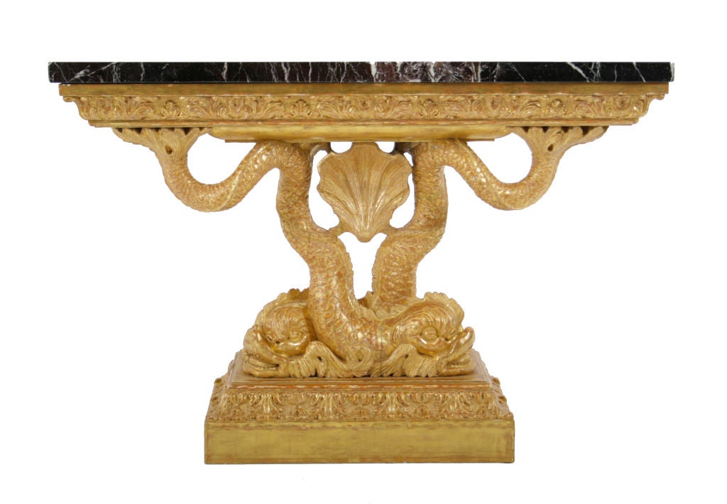 A Georgian Giltwood Dolphin Console Table