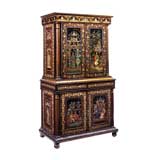 Regency Polychrome Penwork Chinoiserie Cabinet