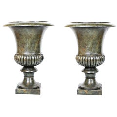 A Pair of 19th century Painted Iron Oversized Garden Urns