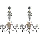 A Pair of Georgian Style Crystal Sconces.