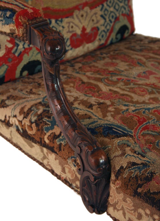 George III Mahogany Gainsborough Chair with Needlework Upholstery In Excellent Condition For Sale In New York, NY