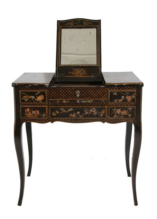 A Victorian Lacquered Dressing Table with Chinoiserie Decoration