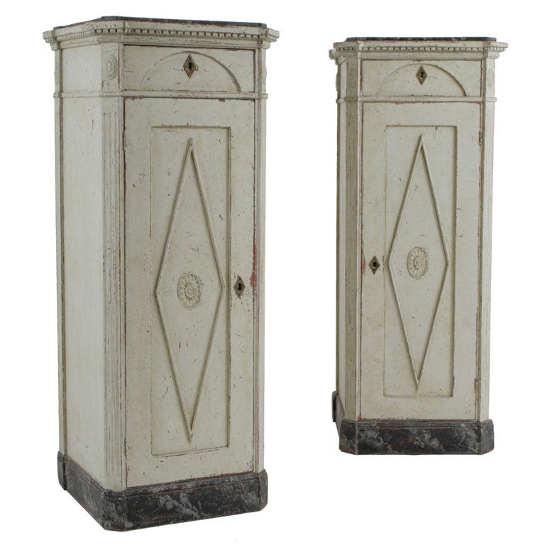 A Pair of Danish Painted Pedestal Cabinets. For Sale