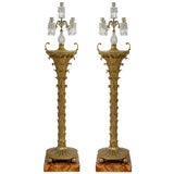 Antique An Pair of Regency Giltwood Torchieres with Regency Candelabra