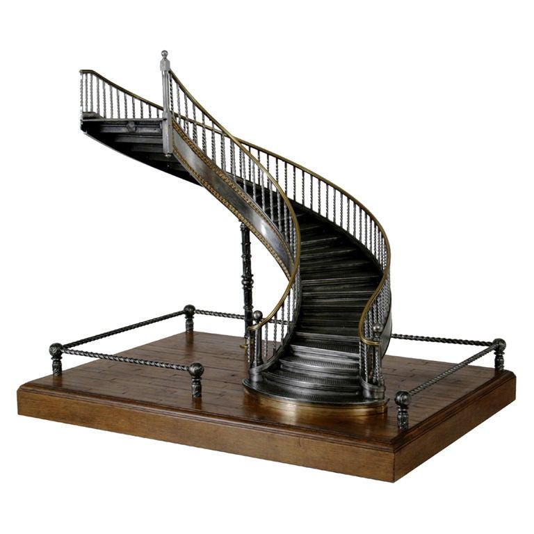 A 19th Century Model of a Spiral Staircase in Iron and Brass