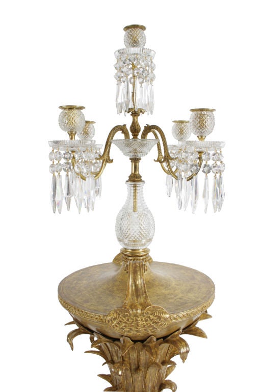 An Pair of Regency Giltwood Torchieres with Regency Candelabra