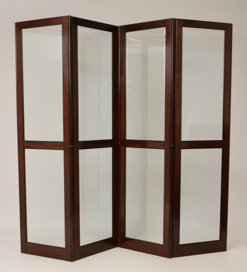 Mahogany and Beveled Glass Screen