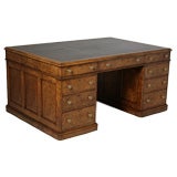 A Burl Walnut Partner's Desk.