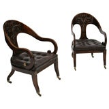 Pair of Regency Faux Rosewood Grained Tub Chairs.