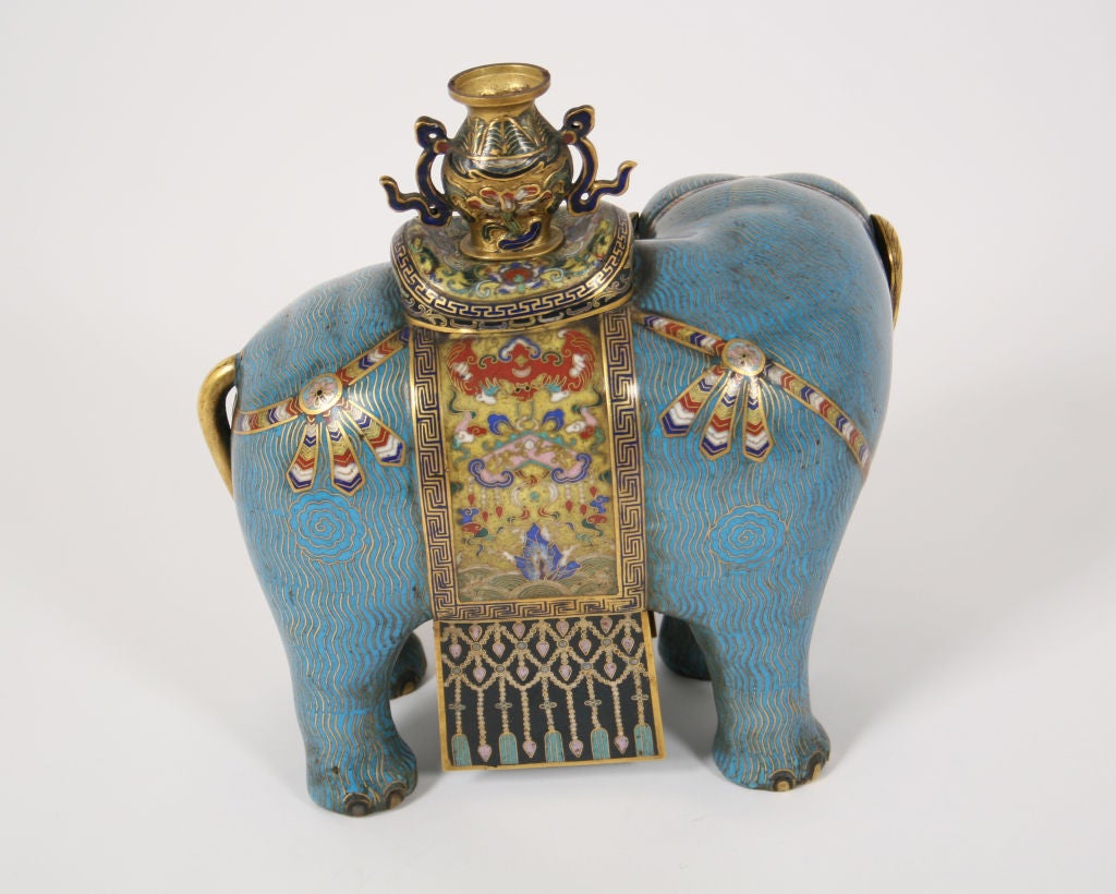 19th Century A Pair of  Exquisite Chinese Cloisonne Enamel Elephants
