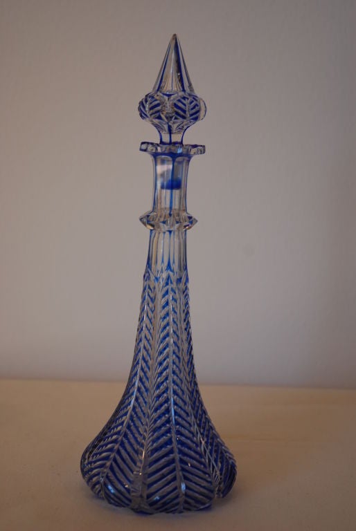 French late nineteenth century blue glass scent bottles For Sale