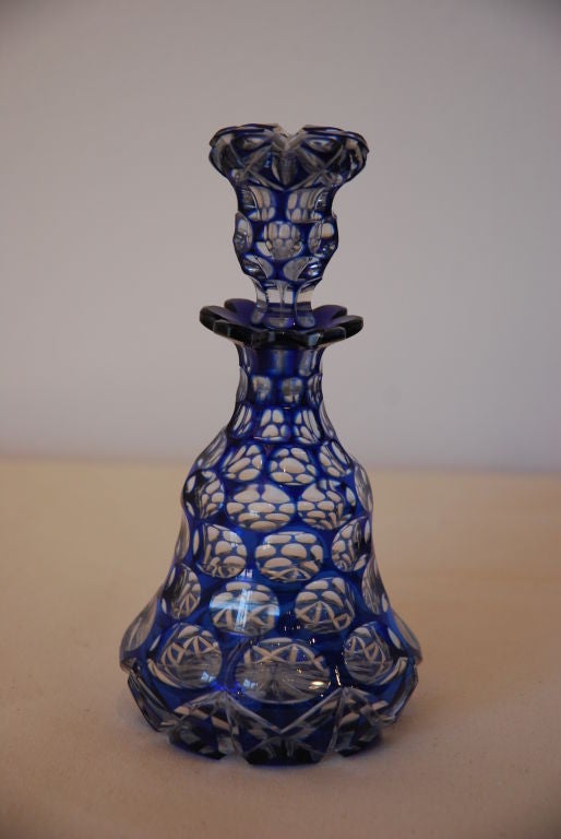 19th Century late nineteenth century blue glass scent bottles For Sale