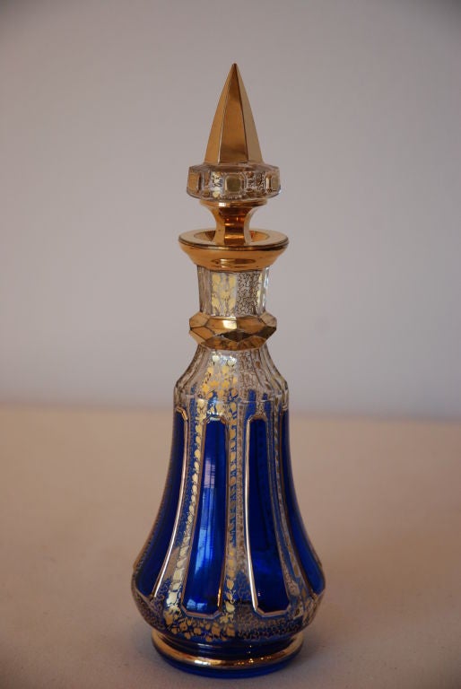 Glass late nineteenth century blue glass scent bottles For Sale