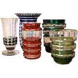 a collection of glass vases by Val St Lambert
