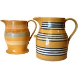 two large Moccaware country jugs