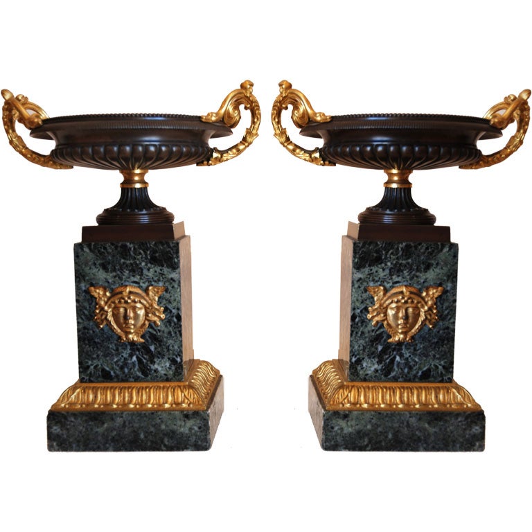 pair of French gilt and bronze tazza For Sale