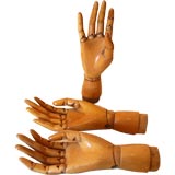a group of articulated boxwood hands