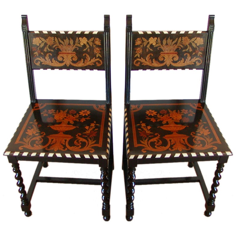 pair of North Italian hall chairs For Sale