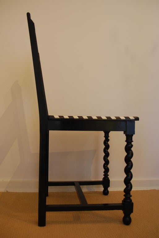 Ebony pair of North Italian hall chairs For Sale