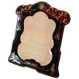 Antique tortoiseshell and silver pique mirror