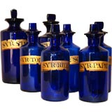 Antique blue glass apothecary jars