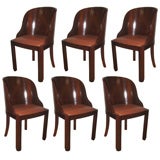 Set of Six 1940's Travail Francais Rosewood Dining Chairs