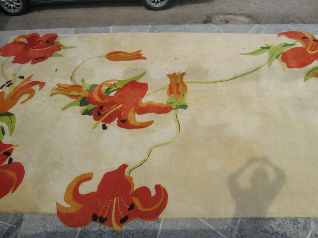 American 1973 Custom Carpet by Edward Fields with Dragon Lily Design