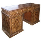 Beautifully  Detailed Bone and Ebony Inlaid Desk from India