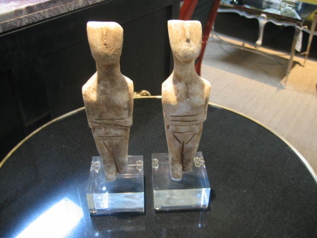 A Pair of Antique Iraqi Stone Carvings on Acrylic Bases