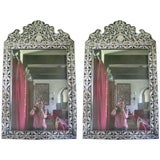 A Pair of Ornately Detailed Bone Over-lay Indian Mirrors