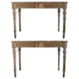 A Pair of Marble Top Water Gilt Consoles