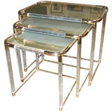 Set of Three Acrylic Nesting Tables with Mirrored Tops