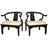 Pair of Chinese Moderne Armchairs in the Style of James Mont