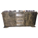 1940's Black Cerused Oak French Buffet with Bronze Detailing