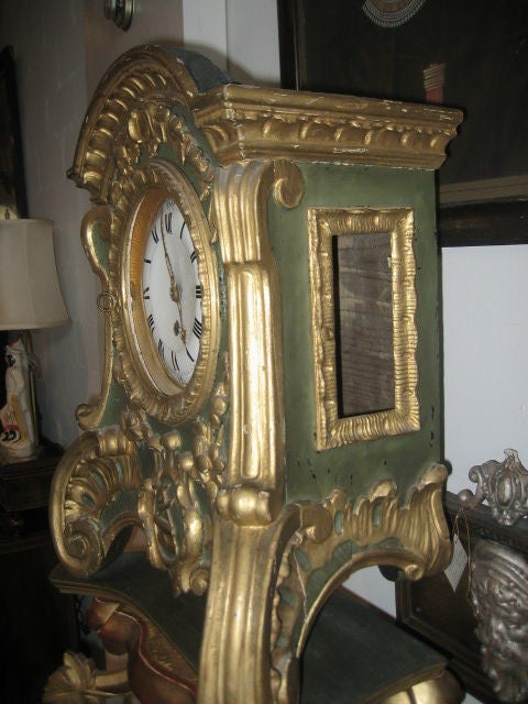 18th Century and Earlier 18th c. French Painted and Partial Gilt Clock