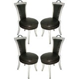 Set of Four 1940's Hollywood Regency Side Chairs with Handles