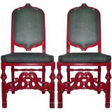 Pair of Red Lacquered Moroccan Side chairs