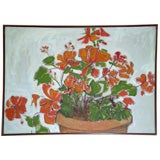 Vintage Large Geranium Painting signed Susan H. Connell