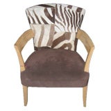 Vintage Patchwork Zebra Skin Armchair in the Style of Andre Arbus
