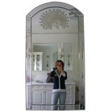 Antique Etched Venetian Mirror with Peacock Design