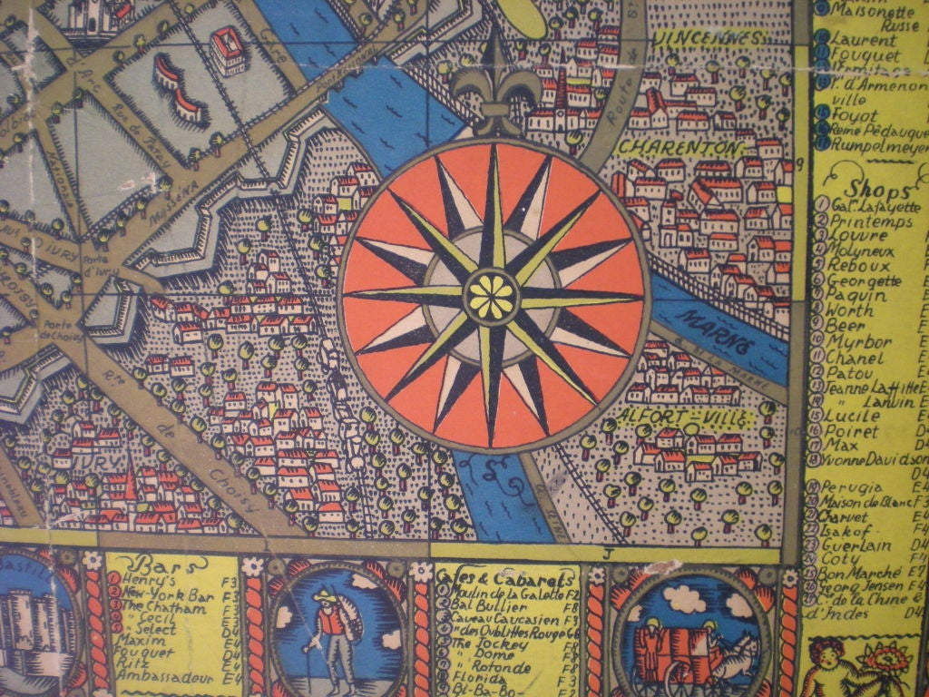 Vintage 1927 Paris Map Created by Ilonka Karasz