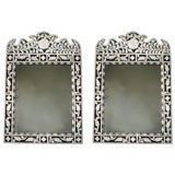 Vintage Pair of Small Bone Overlay Indian Mirrors