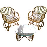 1970
s Bent Bamboo Set of a Table and Chairs