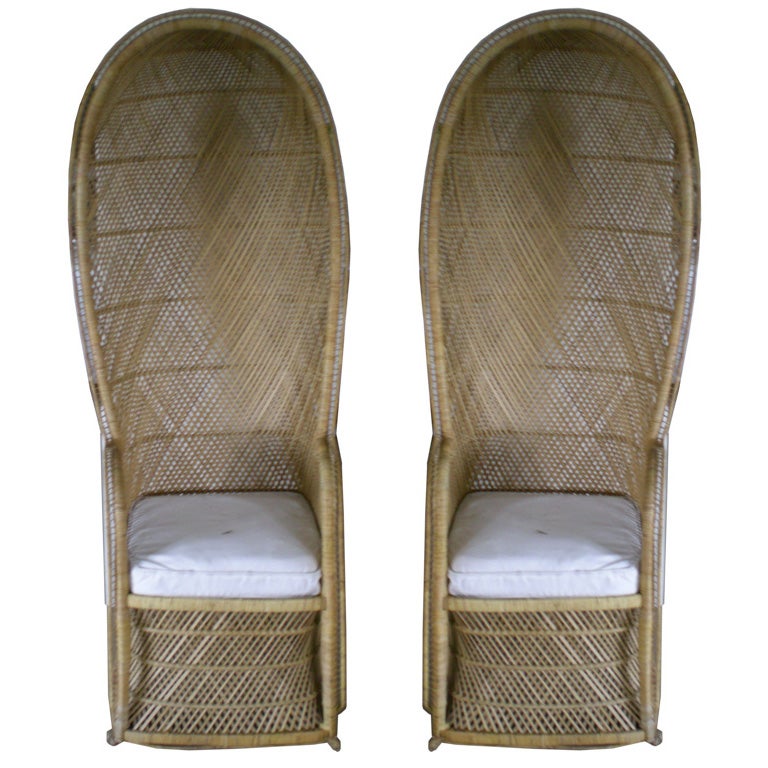 Pair of Chic Bamboo Hood Chairs