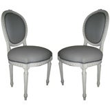 Pair of Louis XVI White-Washed Side Chairs