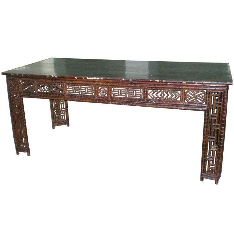 Important Overscale Bamboo Console Table