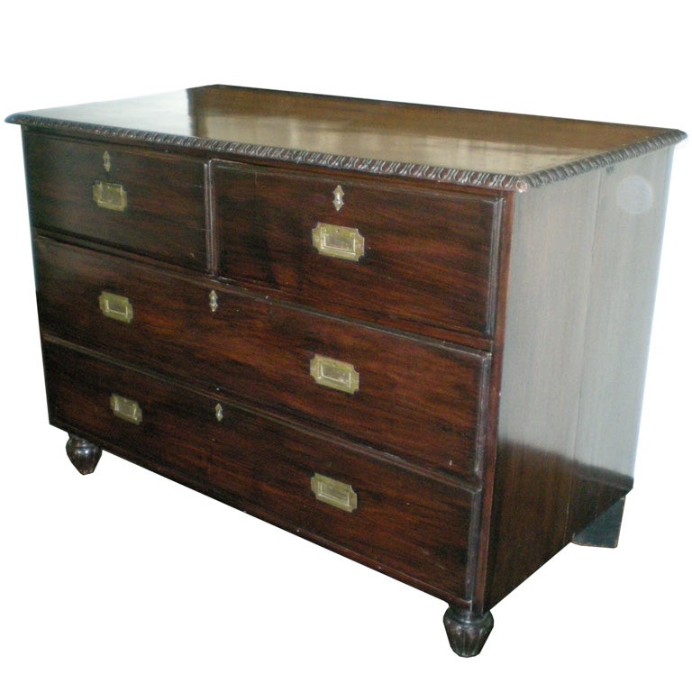 19th c. English, Mahogany Captain's Chest at 1stDibs