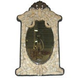 Ornate 18th c. French Beveled Mirror Carved from Whale Bone