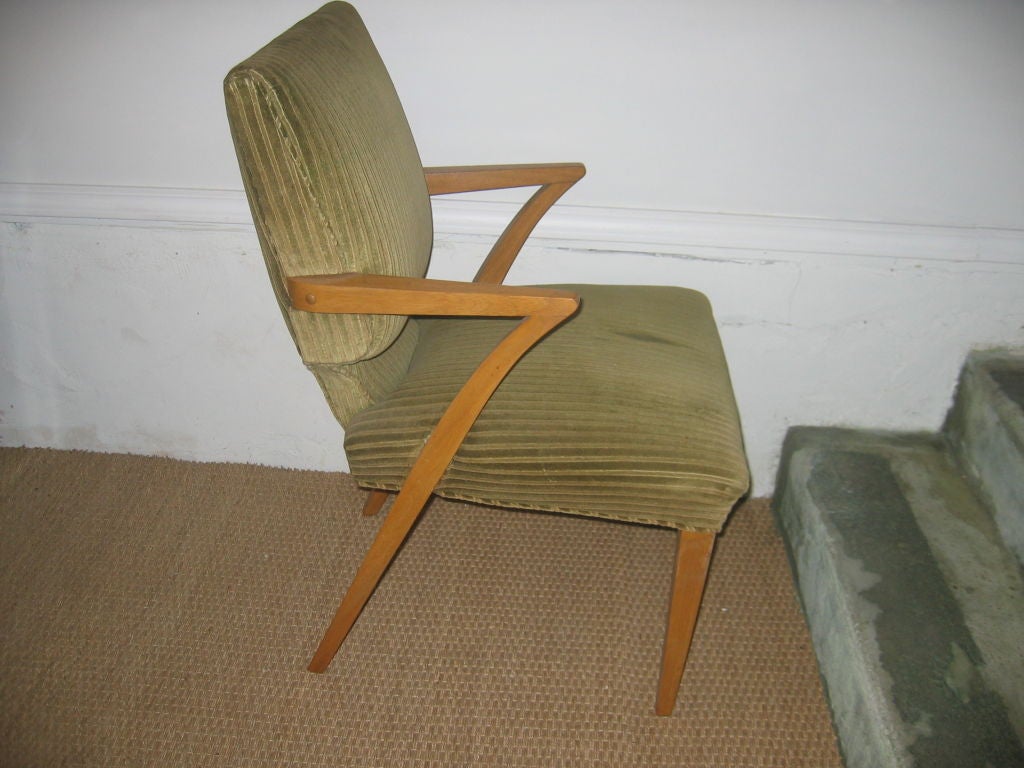 Set of Eight 1940's Hollywood Regency Upholstered Dining Chairs